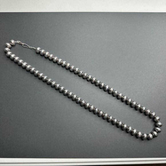 Sterling Silver Beaded Desert Pearls Necklace Vintage 24" Southwestern - Picture 2 of 11